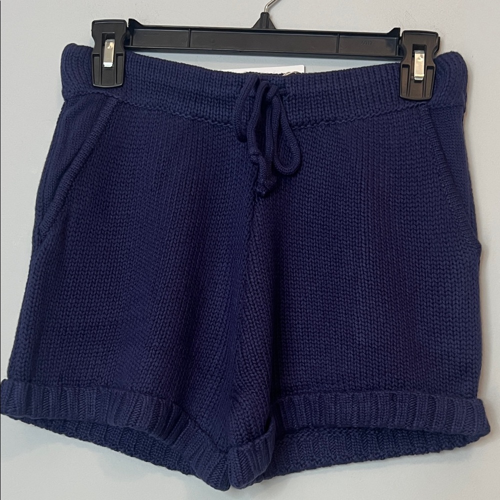NWT 525 America Women's Dark Blue Navy High Waist Knit Shorts Size XSmall‎